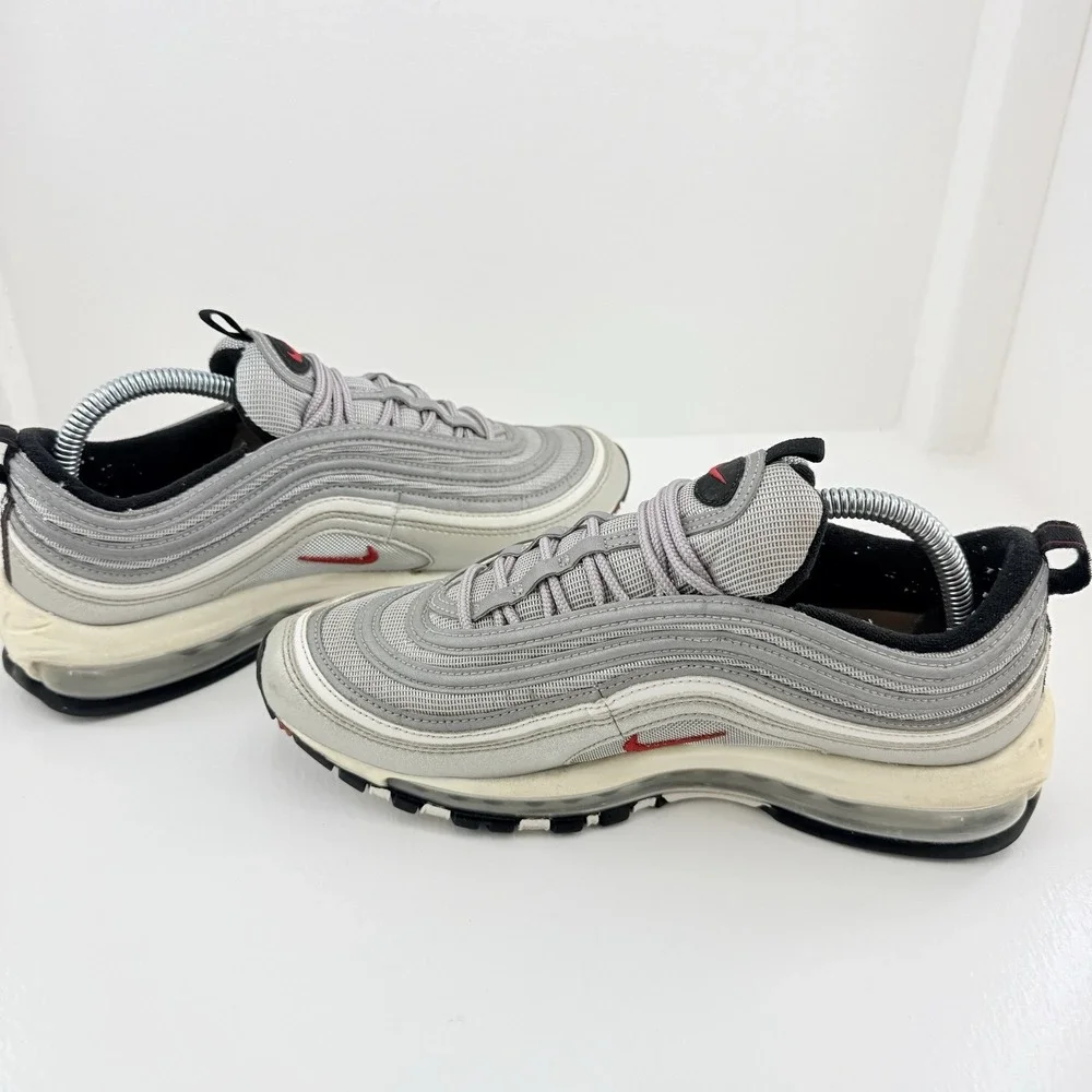 Nike Air Max 97 Silver Grey Red 844421-001 Mens 8.5 UK 7.5 EU 42 Sneakers